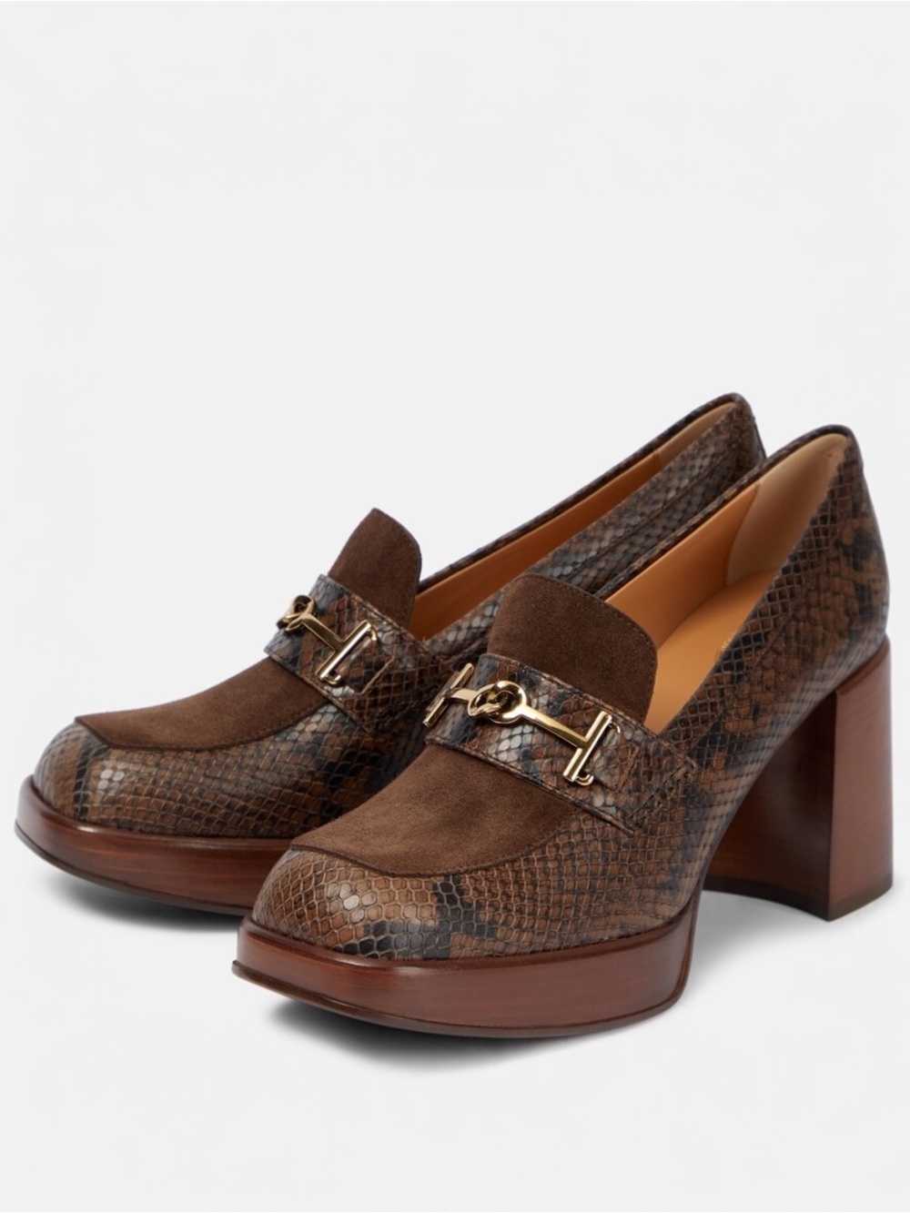 TOD’s 2025 Snake Print Suede Platform Loafers